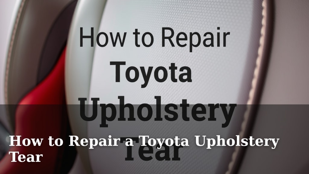 How to Repair a Toyota Upholstery Tear