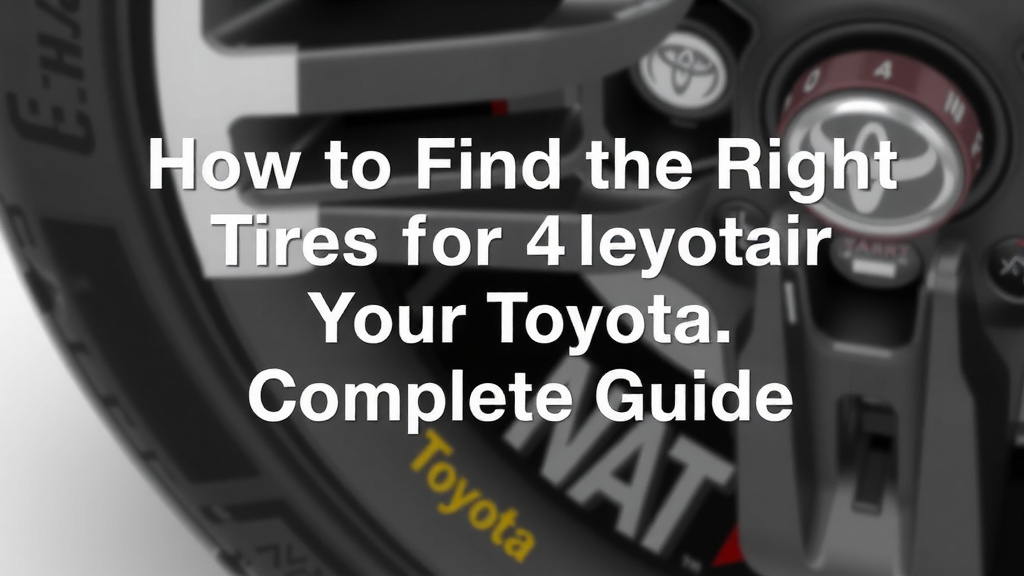 How to Find the Right Tires for Your Toyota